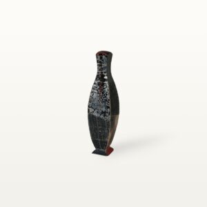 keramik Vase Kunst Struktur handgemacht bemalt muster dunkel schwarz grau bunt