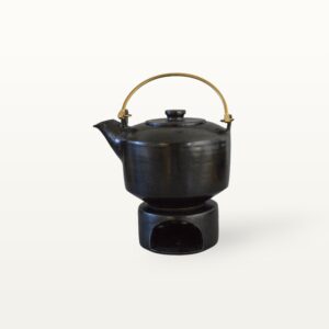 Keramik Teekanne mit Stövchen gerade schwarz Manufaktur Axtmann