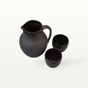 Keramik Krug mit bechern, handgemacht und in schwarz