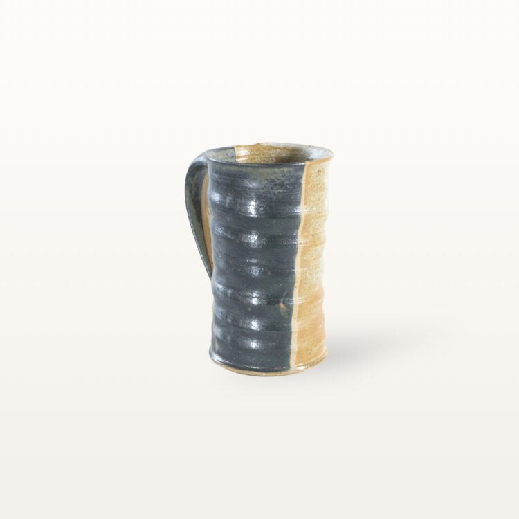 Gerade, hohe Keramiktasse - weiß und blau – Bild 2