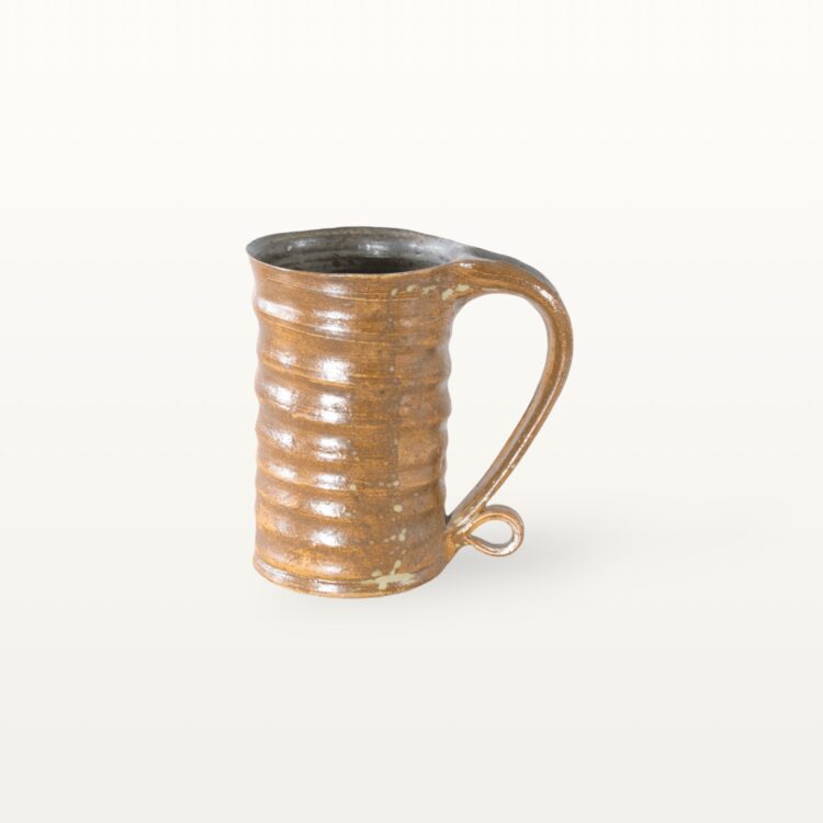 Gerade, hohe Keramiktasse - blau und braun