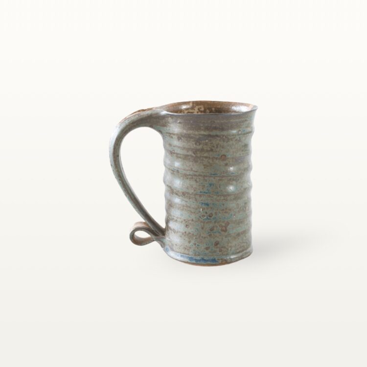 Gerade, hohe Keramiktasse - blau und braun – Bild 2