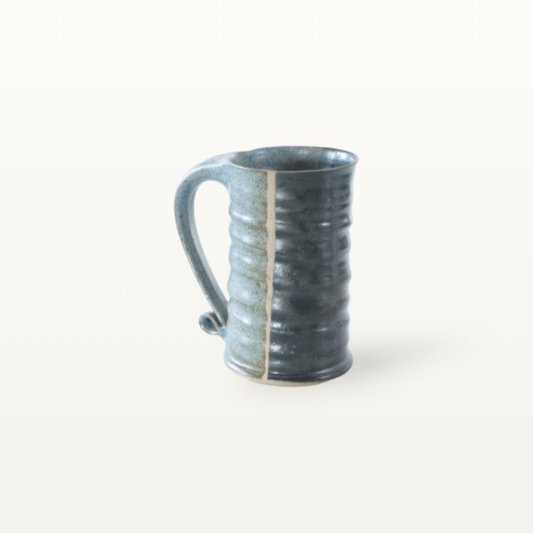 Gerade, hohe Keramiktasse - blau und schwarz – Bild 2