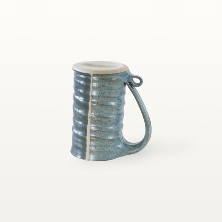 Gerade, hohe Keramiktasse - blau und schwarz – Bild 3