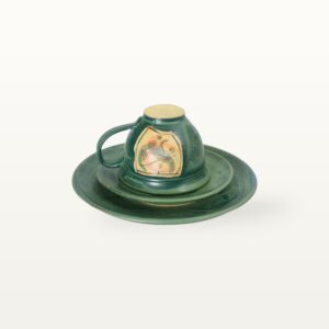 kleine Tasse mit Unterteller und Frühstücksteller - Aquarell