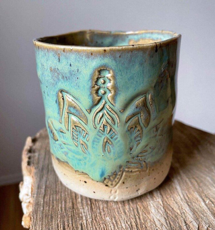 handgemachte Tasse Lotus - Türkis – Bild 4