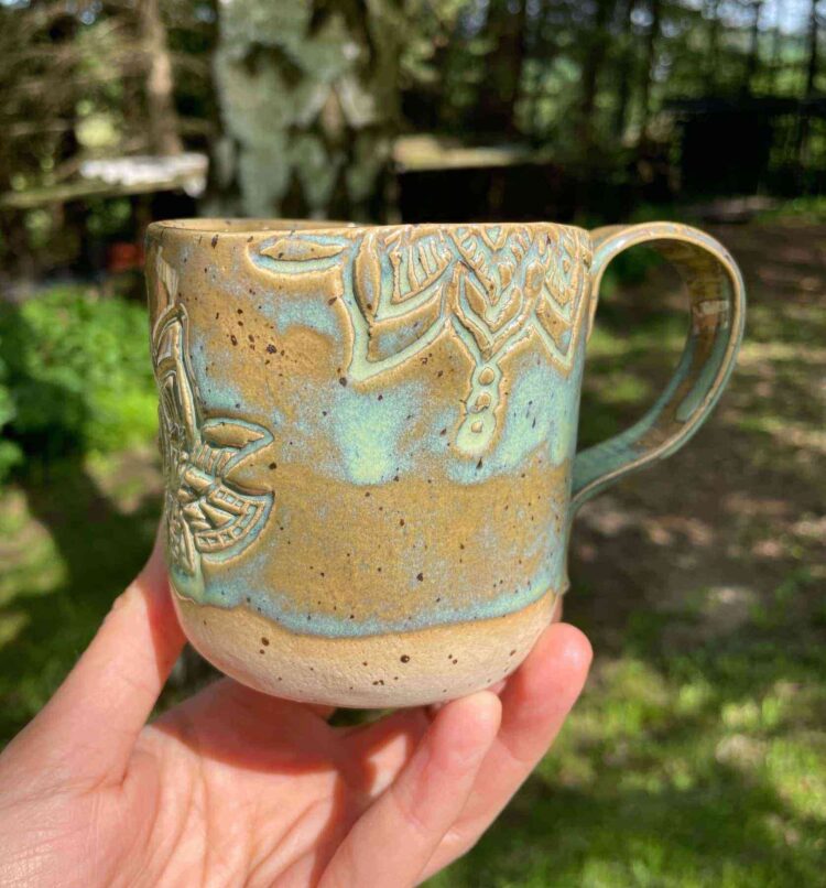 handgemachte Tasse Lotus - Türkis – Bild 6