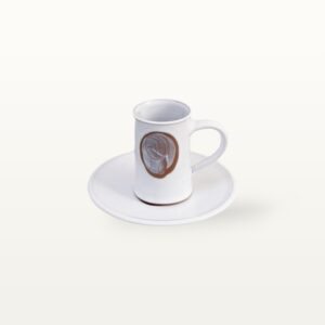 Keramik Set Espresso Weiß braun dekoriert mit untertasse küche töpferei handgemacht