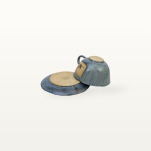 Keramik Set Untertasse & Teetasse Kranich küche geschirr handgemacht