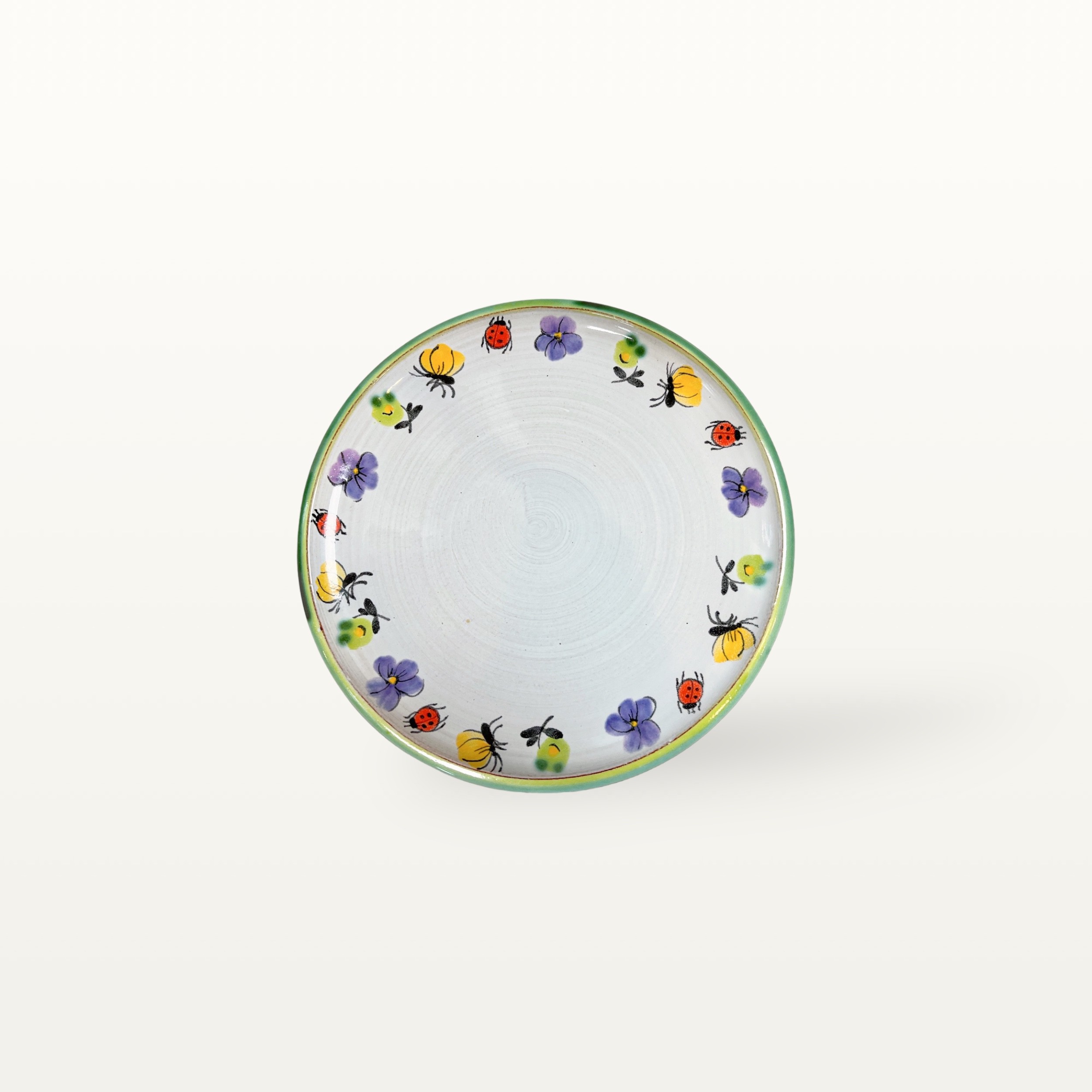 Sommerlicher Teller mit handgemalten Insekten 1 Sommerlicher Teller mit handgemalten Insekten