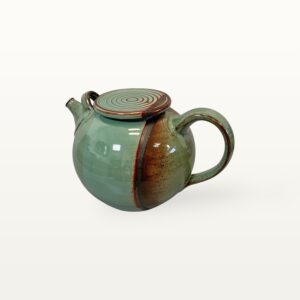 Teekanne aus Keramik handgemacht getöpfert modern grün