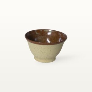 Bauchige Keramik Suppenschale, braun, teilglasiert