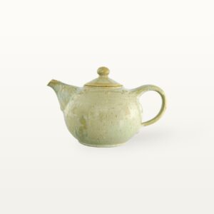 Keramik Teekanne Gruen Seitlich töpferei handgemacht