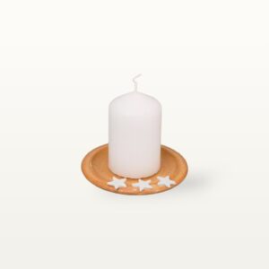 Handgemachter Kerzenhalter aus Keramik mit Porzellan Sternen