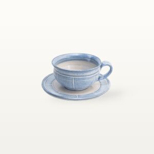 Keramik Tasse getöpfert klein handgemacht mit Unterteller
