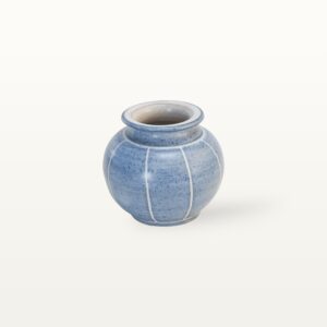 Kleine, blaue Kugelvase aus Keramik