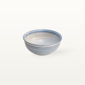 Suppenschale aus Keramik, handarbeit in blau mit Streifen