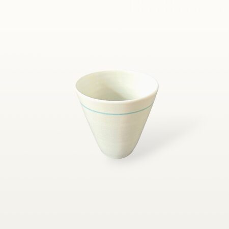 Alternative view of großer Porzellan Becher mit grüner Linie