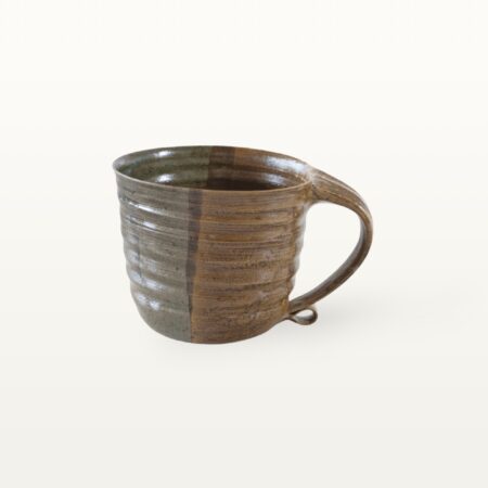 Große, natürliche Keramiktasse - blau und braun