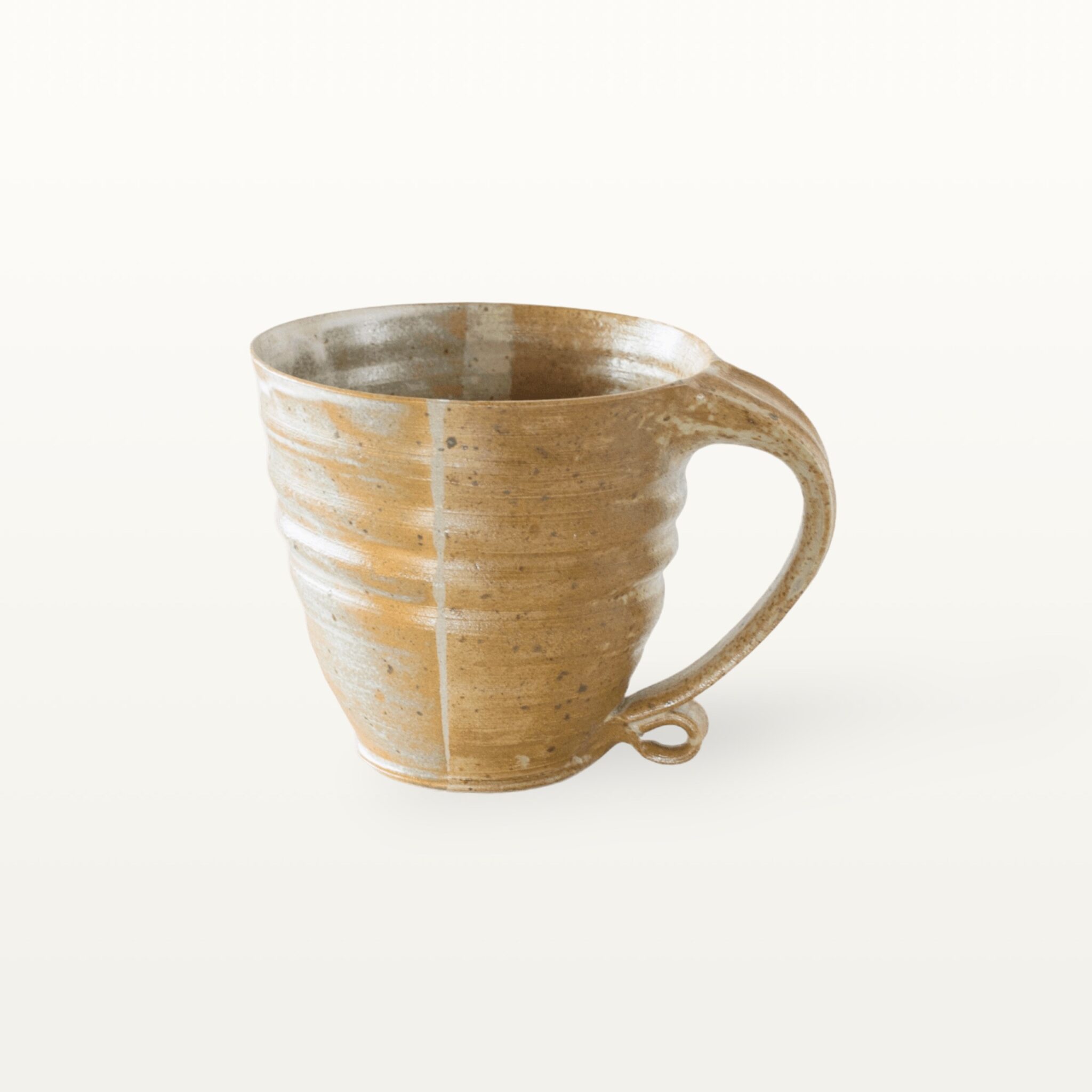 Große bauchige Tasse mit schmalem Fuß - weiß und braun 1 Große bauchige Tasse mit schmalem Fuß - weiß und braun