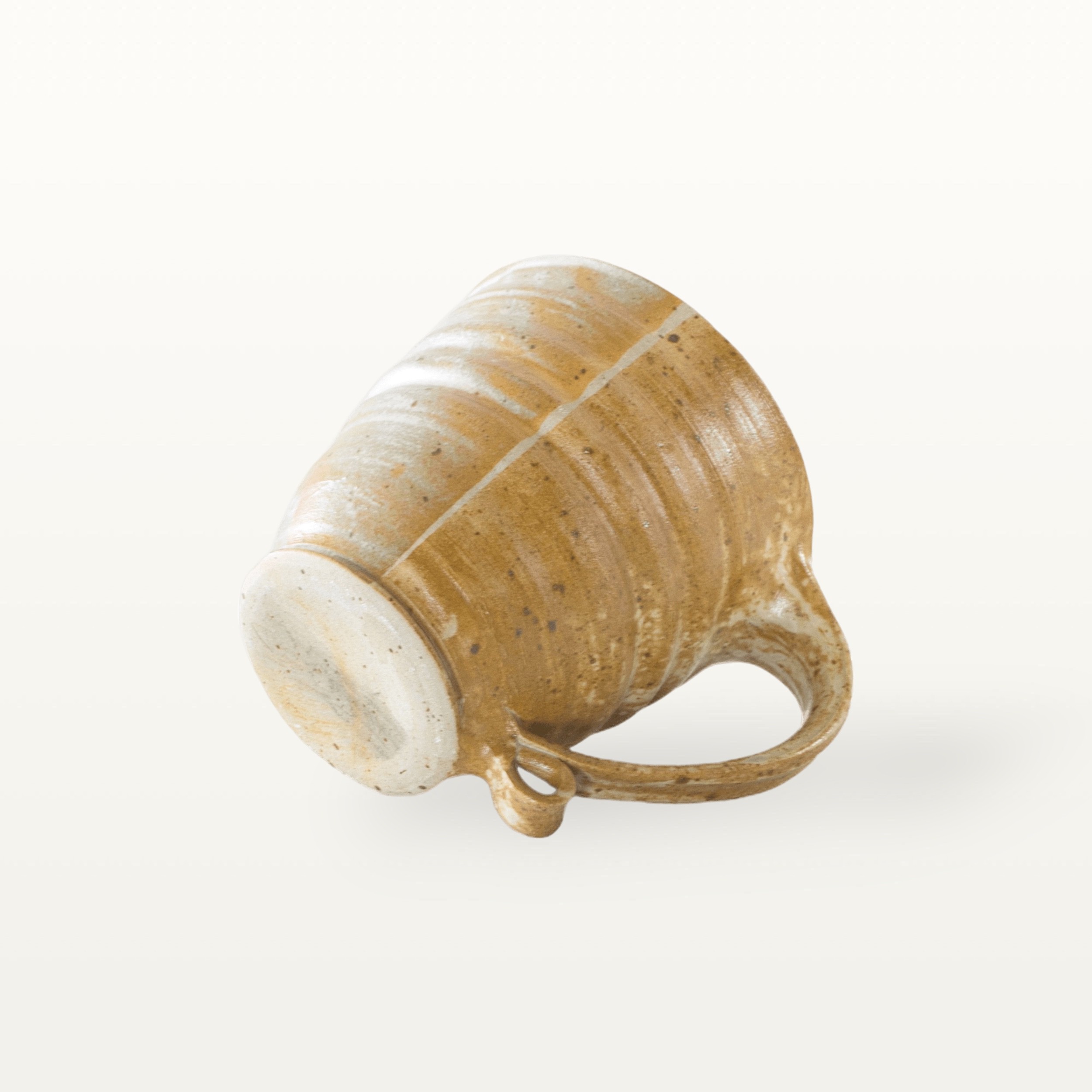 Große bauchige Tasse mit schmalem Fuß - weiß und braun 5 Große bauchige Tasse mit schmalem Fuß - weiß und braun – Bild 5