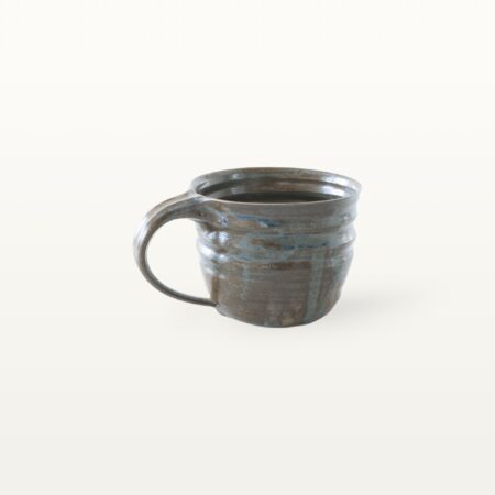 Alternative view of Flache, bauchige Tasse in rustikaler Optik - blau