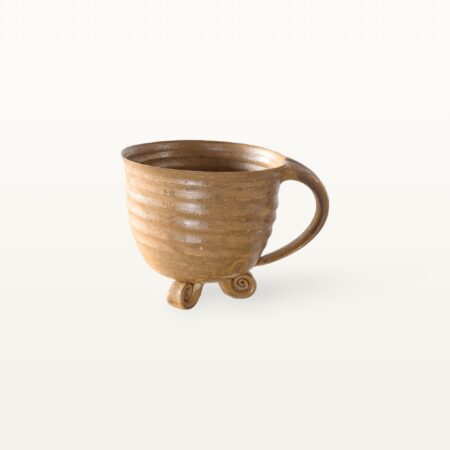 Besondere Dreifußtasse aus Keramik - Dunkelbraun