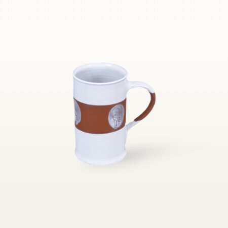 elegante Kaffeetasse "Gesichtspunkte" - Terrakottaband
