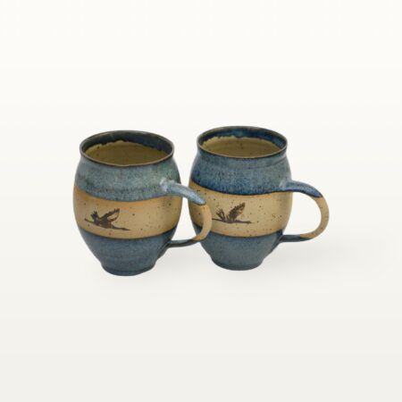 Große bauchige Tasse mit Kranichmotiv 13