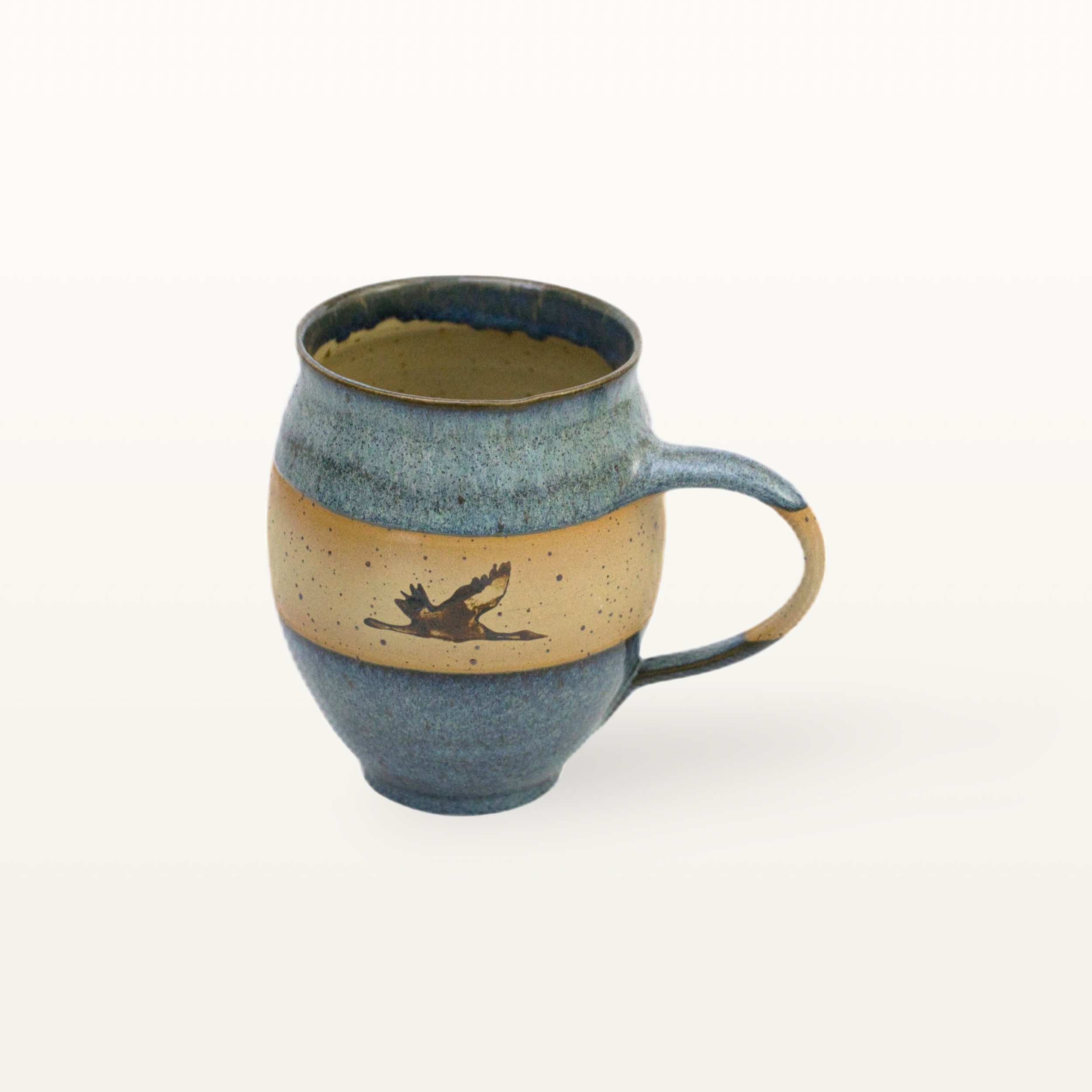 Große bauchige Tasse mit Kranichmotiv 1 Große bauchige Tasse mit Kranichmotiv