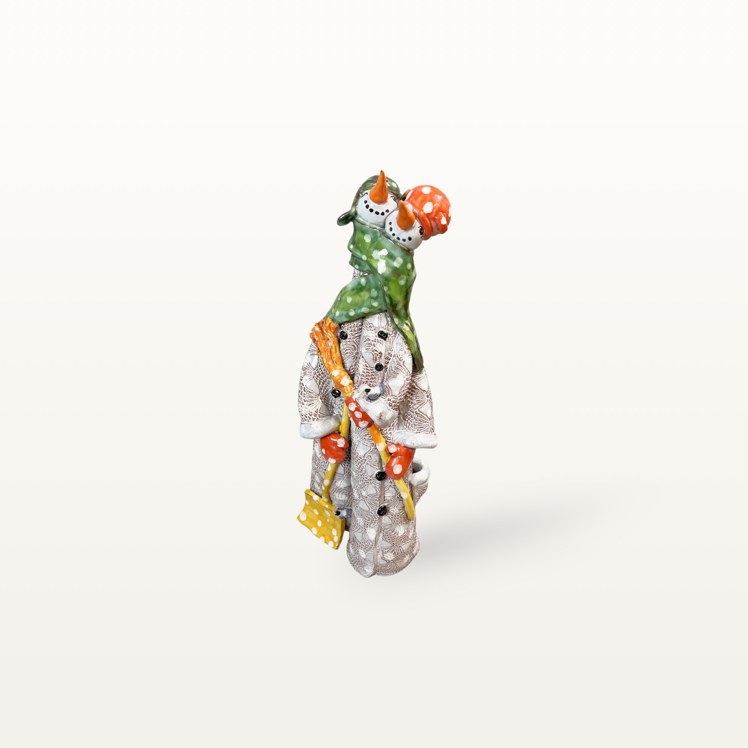 Niedliche Schneemann-Pärchen Keramik Figur 1 Niedliche Schneemann-Pärchen Keramik Figur