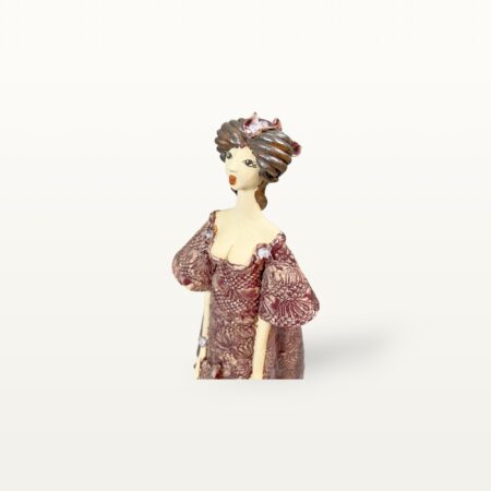Elegante Frau als Keramik Figur im lila Kleid – Bild 3