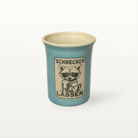 Große Tasse - Graphico Klartext - Waschbär - Türkis
